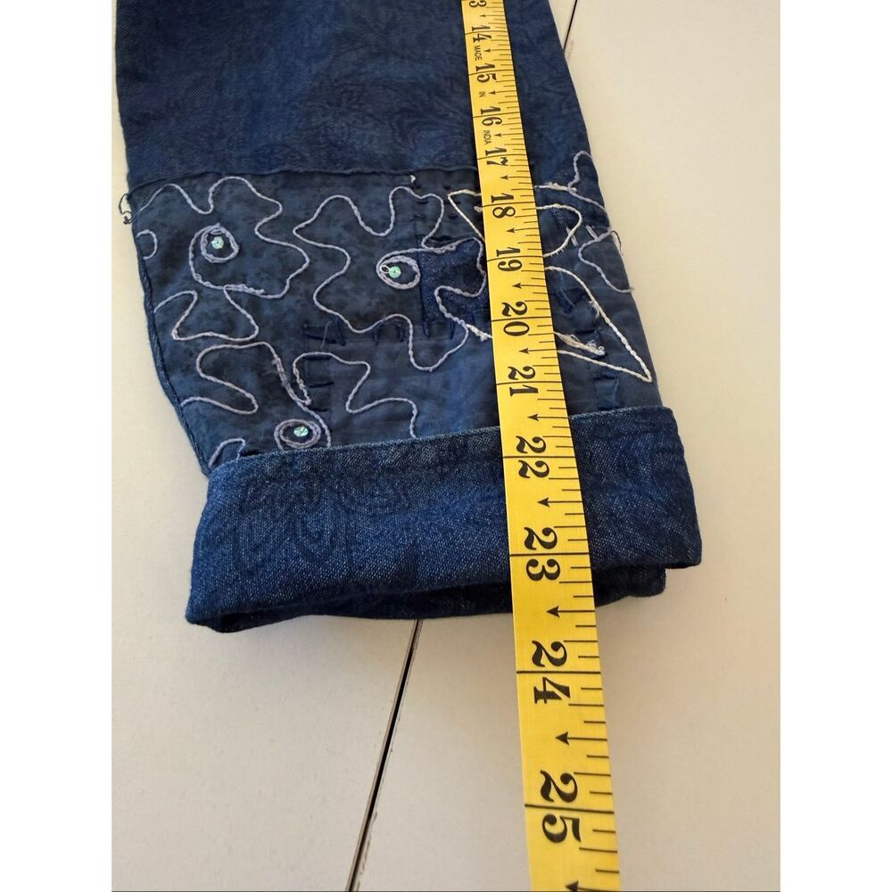 Vintage Coldwater Creek Jacket Blue Denim Embroidered Patchwork Size XL Prairie - Picture 14 of 16